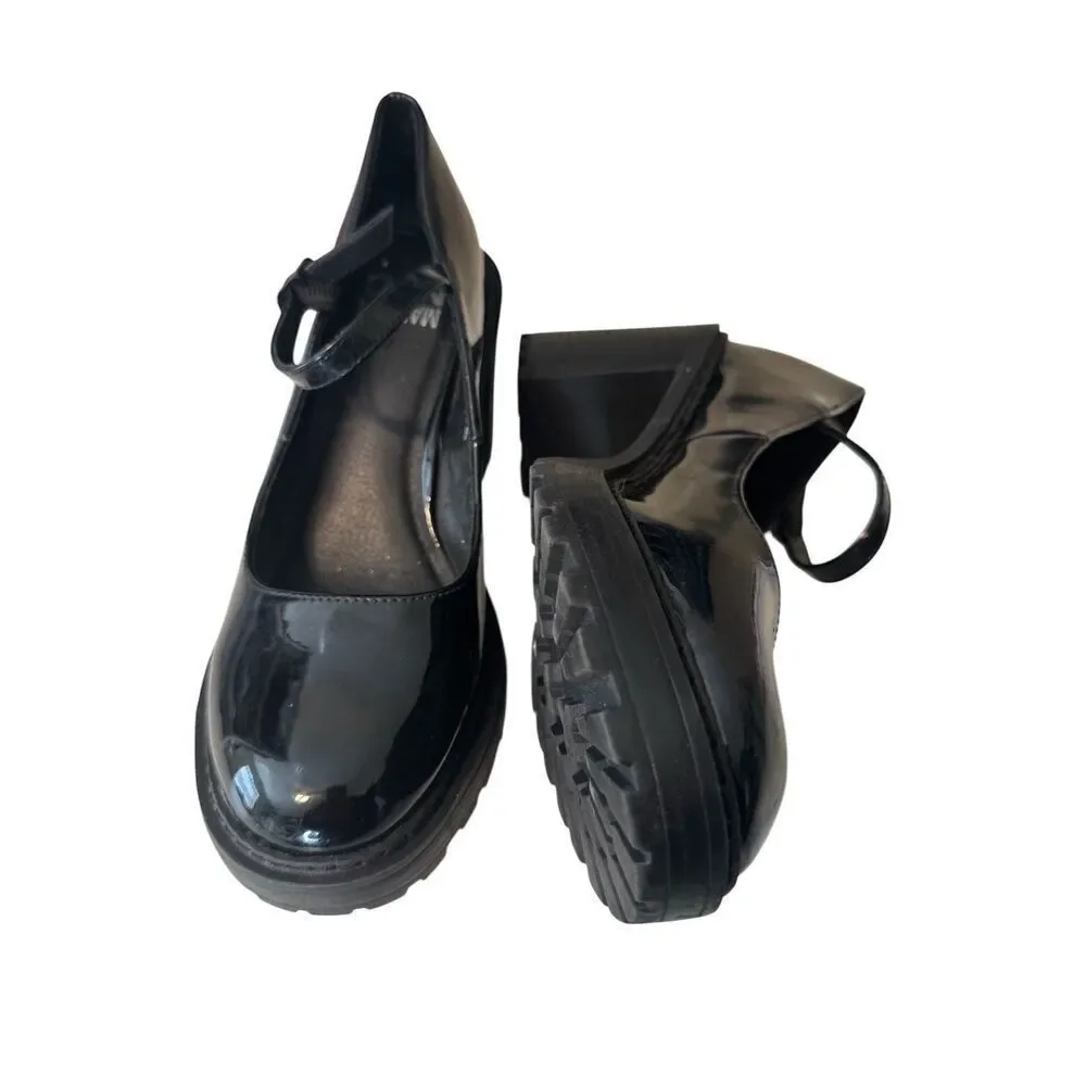 Y2K MADDEN NYC By STEVE MADDEN Patent Black Mary Jane Platform Shoes Sz 7.5